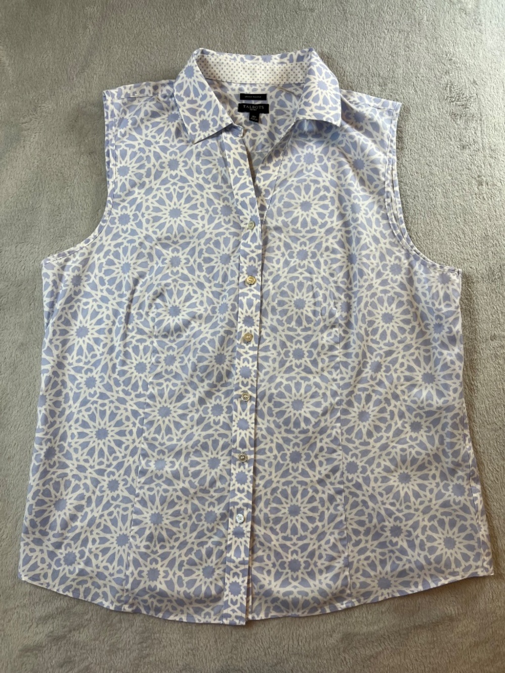 16P Talbots Blouse Sleeveless Button Down Classic Wrinkle Resistant Cottagecore
